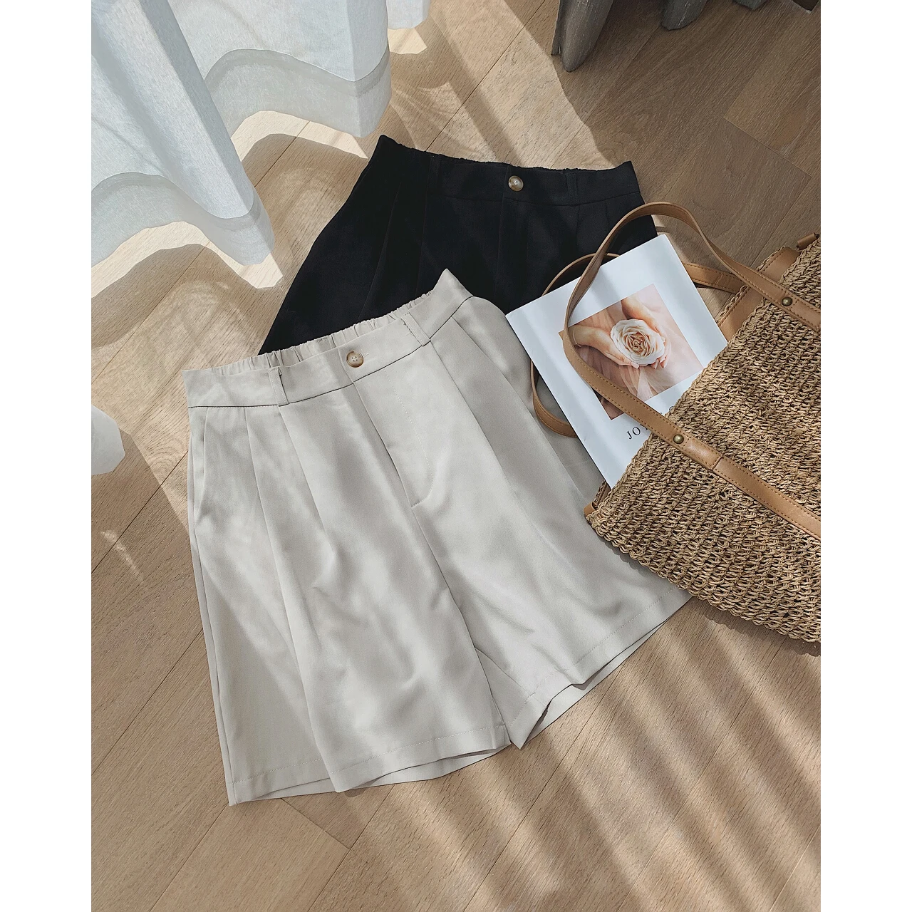 2021 Women's Basic High Waist Oversize Bermuda Shorts Sets Korean Style Clothing Suits Short Pants Summer Capri Casual Fashion