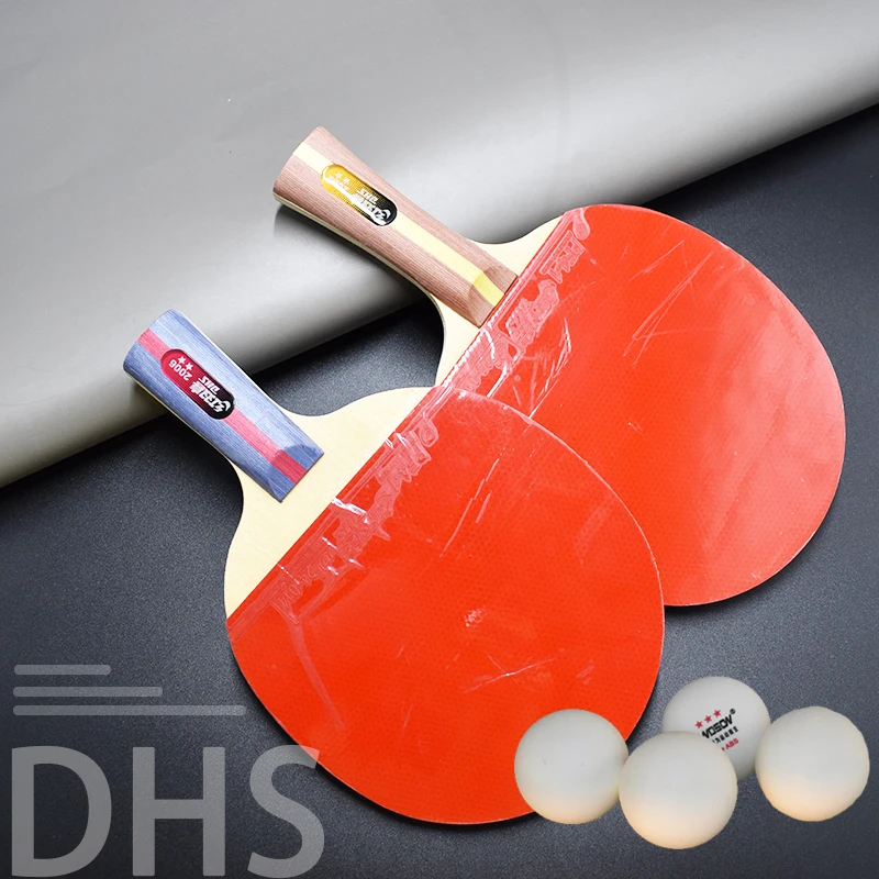

Quality Table Tennis Bat Racket Double Face Pimples In Long Short Handle Ping Pong Paddle Racket Set with Bag 2 Balls