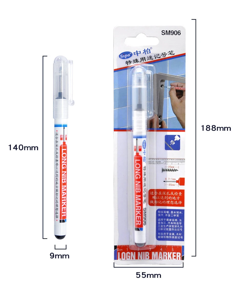 1 Pcs Long Heading Markers Bathroom Woodworking Decoration Multi-purpose Deep Hole Marker Pens Black Mark Deep Hole Mark 1 Pcs Long Heading Markers Bathroom Woodworking Decoration Multi-purpose Deep Hole Marker Pens Black Mark Deep Hole Mark