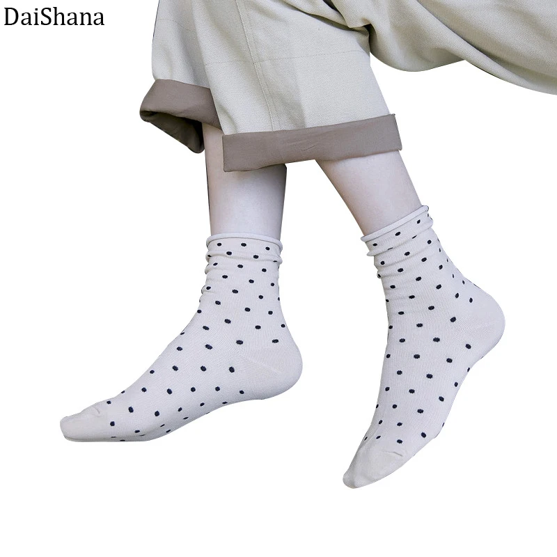 2019 Модные Новые осенне-зимние милые женские носки женские свободные повседневные носки в горошек в стиле ретро Harajuku женские носки Sox Mujer Calzin