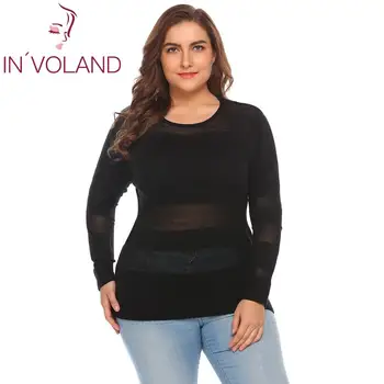 

IN'VOLAND Women Sweaters Plus Size XL-5XL O-Neck Long Sleeve Solid Casual Autumn Spring Slim Female Pullover Sweater Tops