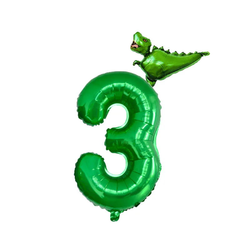 Динозавр 32 дюймов номер Фольга шары-цифры шар джунгли вечерние гелия День рождения украшения детей Baby Shower Globos Декор