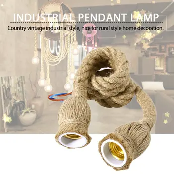 

Industrial Pendant Lamp Double Head Vintage Edison Rope E27 Ceiling Light Home Restaurant Themed Party Decoration Hemp Rope