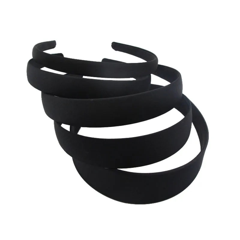 4pcs Black simple wide hair bands 1.5 2 2.5 3 4cm DIY jewelry scrunchie material cloth headband semi-finished hair accessories