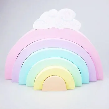 

Nordic Style Baby Child Kids Room Decor Wooden Rainbow Building Blocks Display Decorative Childrens Toys Photography MJ81807