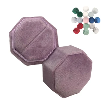 

Velvet Single Ring Box Octagon Wedding Ceremony Ring Box with Detachable Lid R2LE