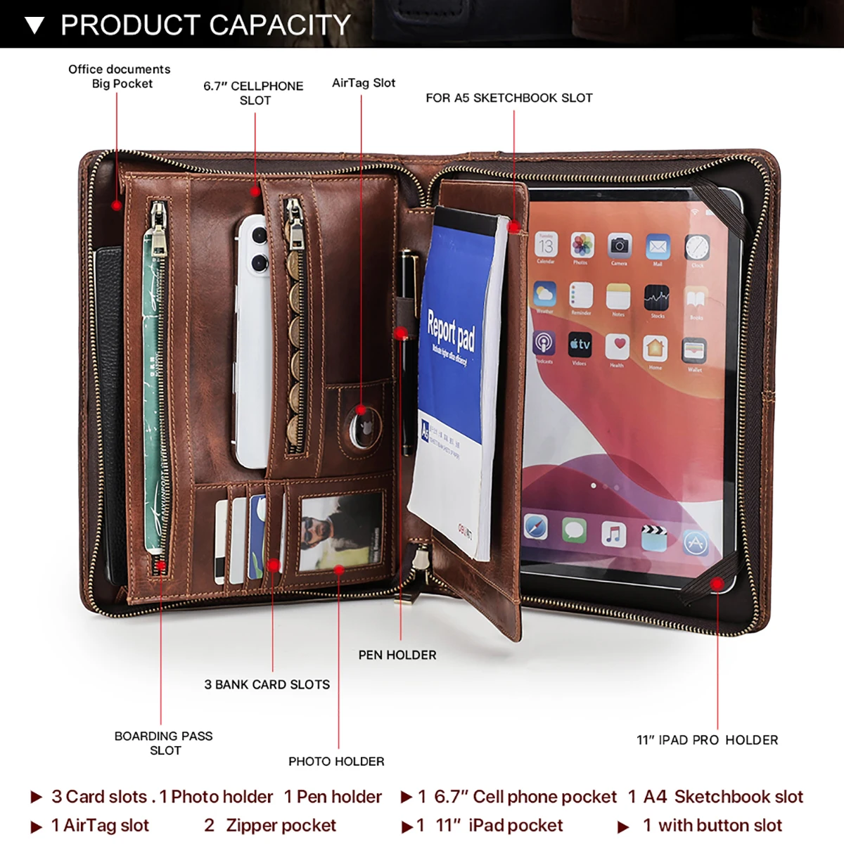 Família de Contato-carteira de Couro para Ipad Ipad Air 10.9 Case Air Air Ipad Pro 11 Pro 10.5 Cover 7th 8th 9th 10th Generation - Imagem 3