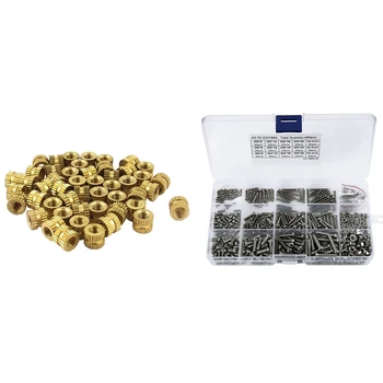 

100x M3X3X4mm Brass Knurled Threaded Round Nuts & 480Pcs M2 M2.5 M3 Din7985 Gb818 Steel Cross Recessed Pan Head Screws