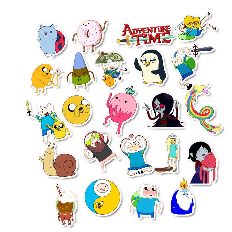 50pcs Cartoon Adventure Time Waterproof Girl Stickers Skateboard Suitcase Guitar Graffiti DIY Sticker Children Classic Toy
