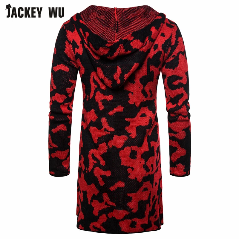 JACKEYWU Casual Men Sweater Fashion Loose Camouflage Cardigan Sweatercoat Slim Knitted Hoodies Men's Hip Hop Streetwear