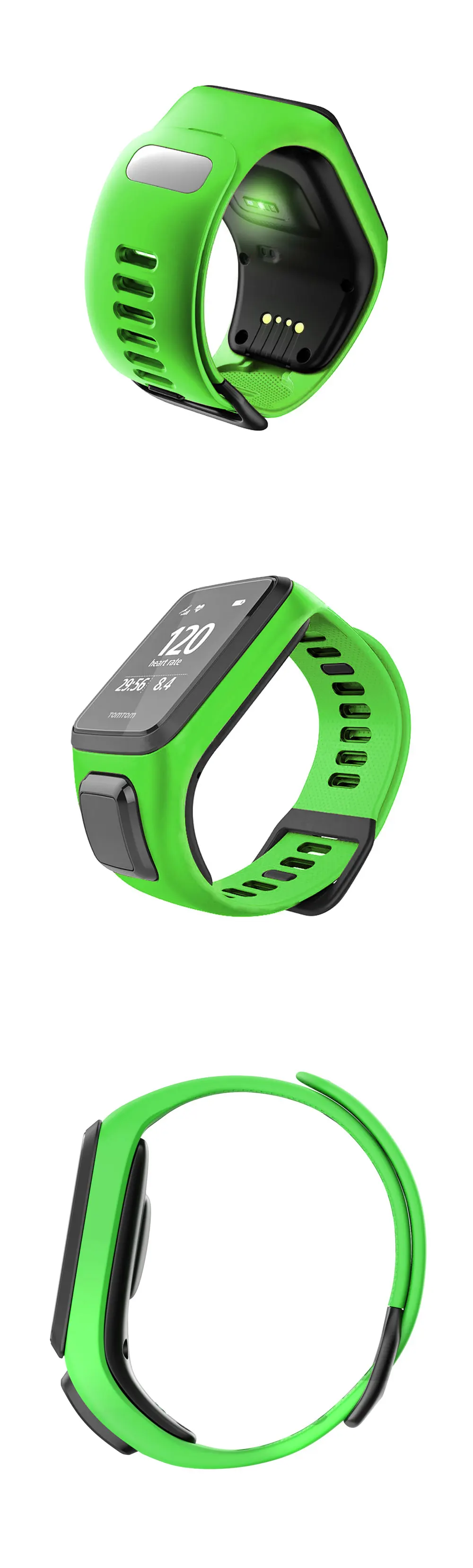 Bracelet Nylon Strap-it Pour TomTom Runner 3 - Gris, Fermeture Velcro, Confortable Et Résistant