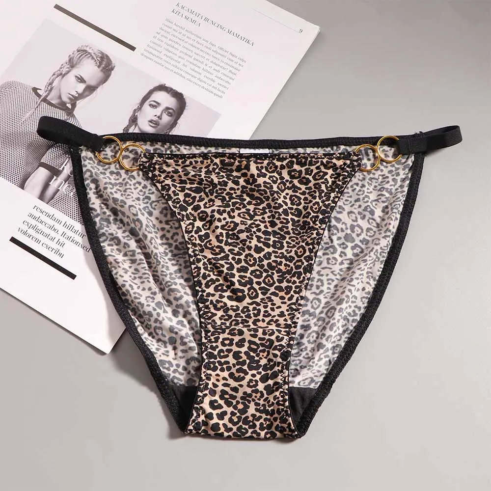 Leopard Print Sexy Underwear Milk Silk Women Lady Panties Triangle Briefs  Thong