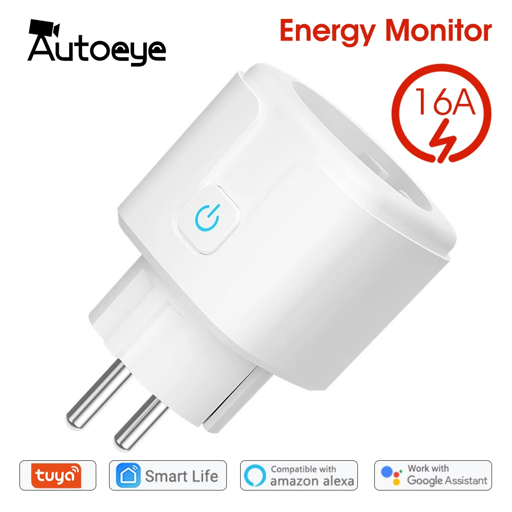 WiFi enchufe inteligente 16A UE nos hembra Tuya vida inteligente APP trabajo con Alexa Google asistente Control de voz Monitor de potencia momento