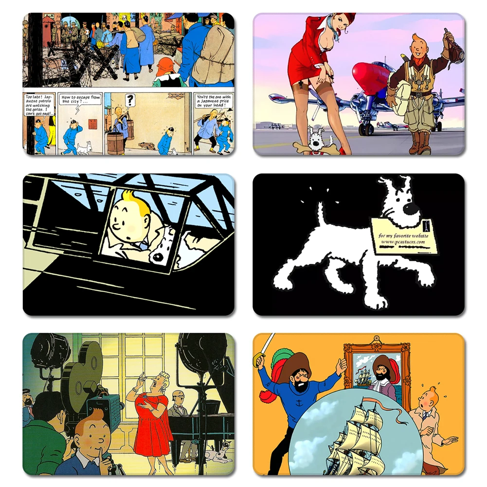 

French Comics Tintin Cool Designs Nature Rubber Table Mouse Pad Laptop Computer Enclosure Mousepad Mat