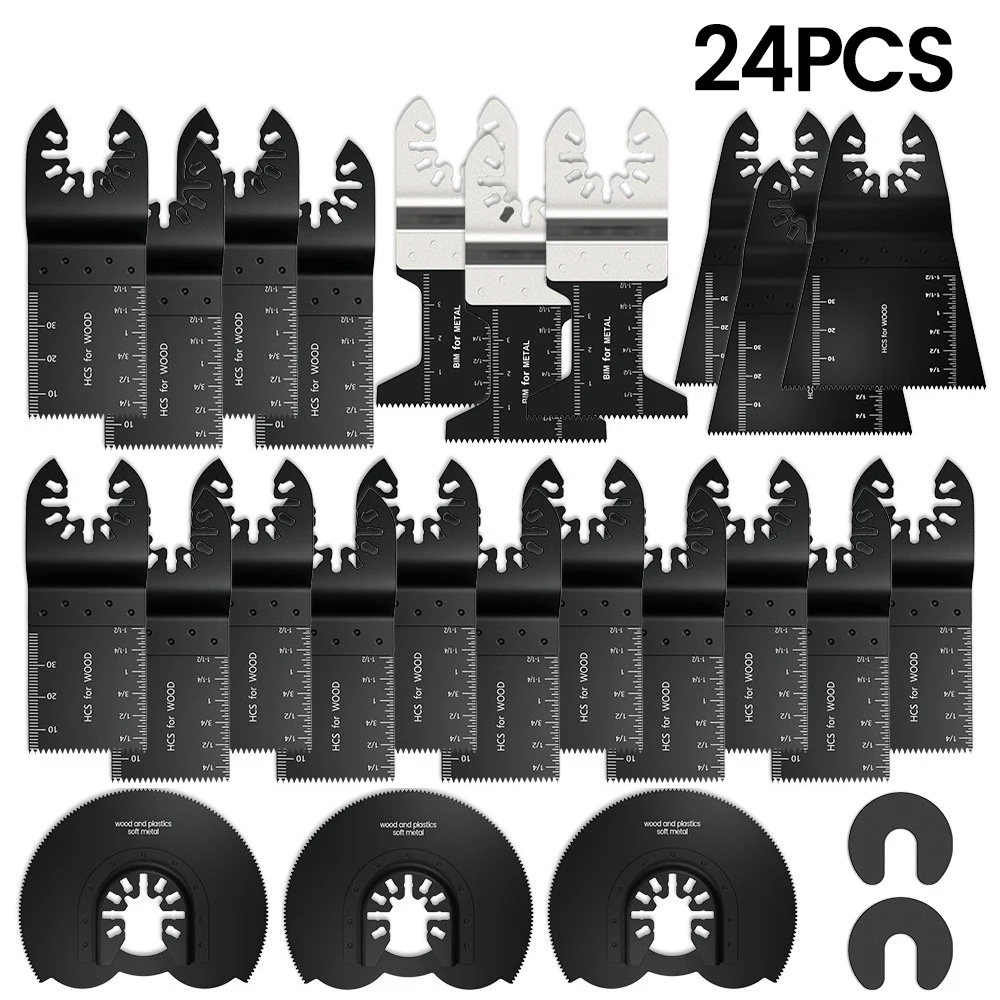 

24pcs High Carbon Steel Saw Blades Multi-Function Bi-metal Precision Oscillating Multitool Saw Cutting Multimaster Tools