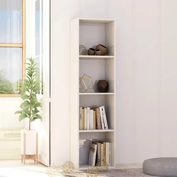 

4-Tier Organizer Wood Bookshelf Open Shelf Bookcase 4 Cubes Storage Shelf White Bookshelf