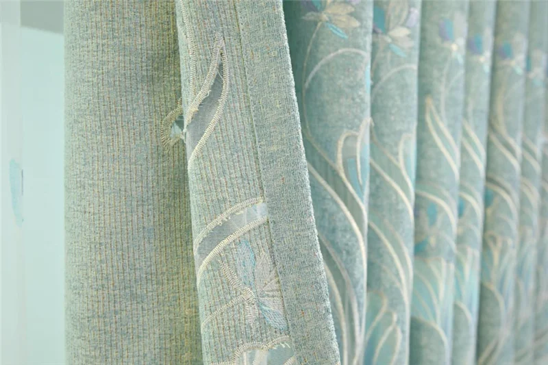 Синель Роскошная вышивка тюль занавеска для гостиной полузатемненные занавески s Тюль зеленый занавес s цветок вуаль X-WP425#40