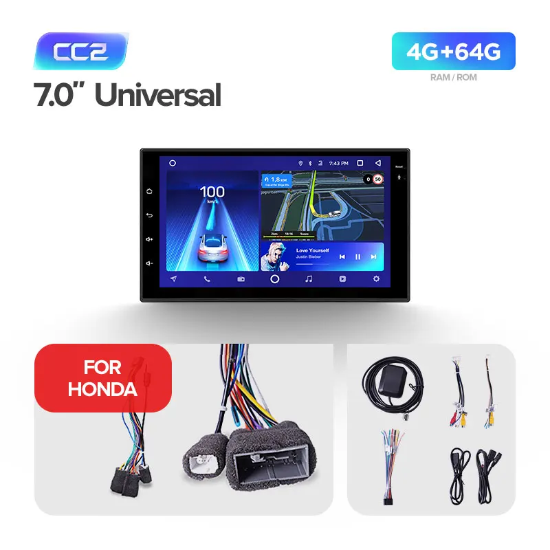 TEYES CC2 автомобильный мультимедийный плеер android 2 Din DVD для автомобиля Nissan almera qashqai juke Toyota Volkswagen Mazda Kia VW peugeot лада - Цвет: Honda CC2 64G