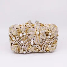 Бутик De FGG элегантный цветок для женщин вечерние кошельки и сумки Свадебная вечеринка ужин Кристалл Клатч дамы Minaudiere сумка