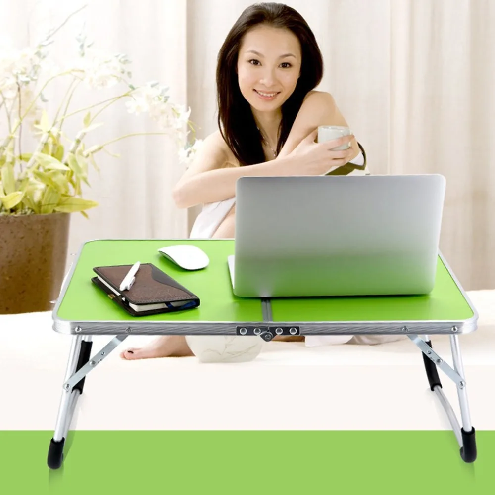 

6 Color Laptop Double-Folding Square Computer Table Folding computer table PC Laptop Steel Table Writing Workstation Home Office