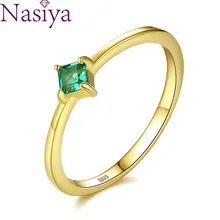 Кольцо из стерлингового серебра S925, изумрудно-зеленый циркон, драгоценный камень, ювелирное изделие, позолоченное цветное сокровище, модное женское кольцо