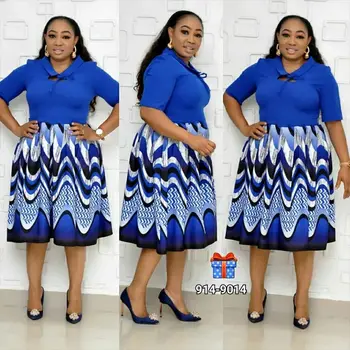 

Plus Size Dashiki African Dresses for Women Africa Elegant Office Party Tunic Bodycon African Traditional Clothing for Family