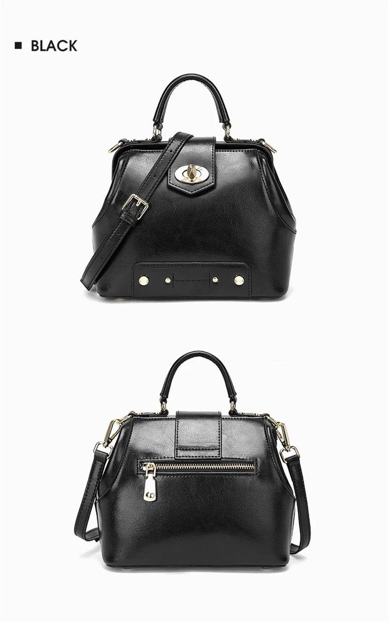 Until You Genuine Leather Crossbody Bag – Soft Cow Leather, Black Women's Purse - View #10