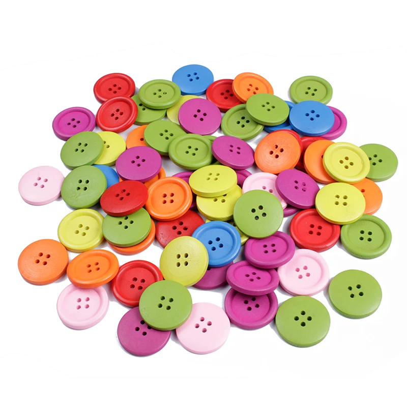 15mm/20mm/25mm 4-Holes Nature Color Wooden Buttons For Craft Round Sewing Button Scrapbook DIY Home Decoration Accessories ► Photo 2/6