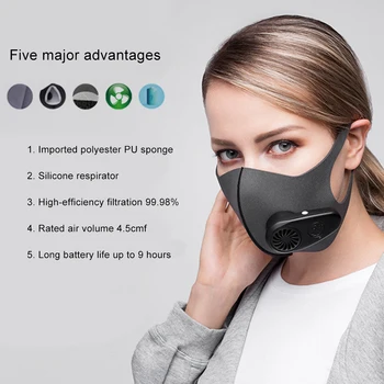 

Smart Electric Face Mask Air Purifying Anti Dust Pollution Fresh Air Supply pm2.5 With Breathing Valve Personal Health Car