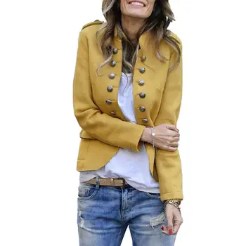 

Fashion Women Blazer Solid Color Double Breasted Blazers Long Sleeve Suit Office Blazer Business Jacket Coat пиджак женский