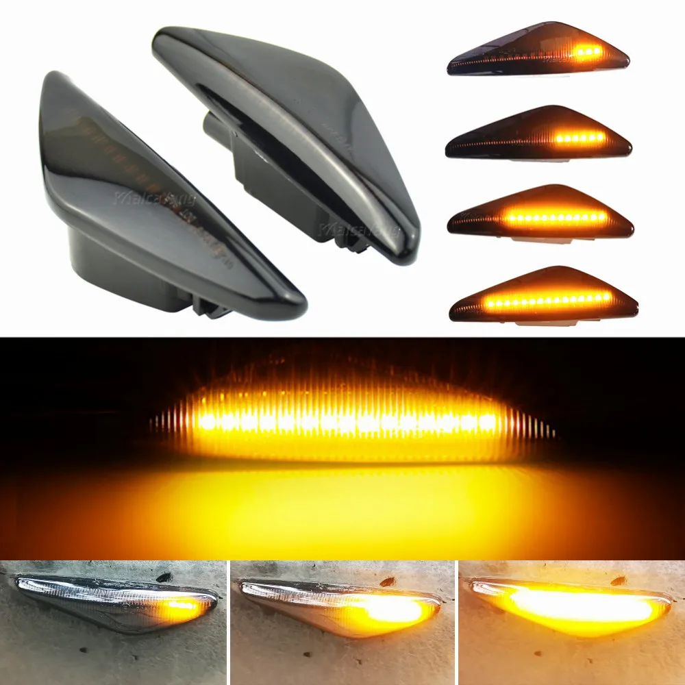 2pcs Smoke Dynamic Flowing Led Side Marker Signal Light For Bmw X5 E70
