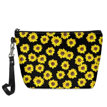 

Cosmetic Cases Women Make Up Bag Fashion Sunflower Print Travel Organizer Makeup Bags Ladies Function Wash Kit Bag Neceser Mujer