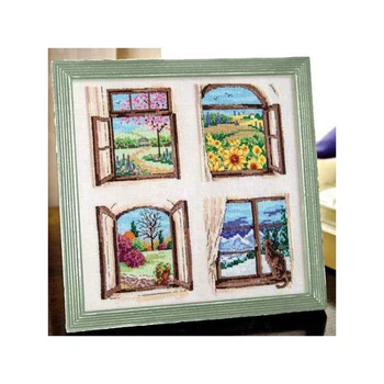

Fishxx High Quality Threads Printed on fabric Counted Chinese Cross Stitch Kits set Embroidery Four seasons outside the window
