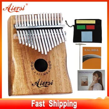 Aiersi – Piano de pulgar calimba de madera de koa con libro de canciones, instrumento musical kalimba de 17 teclas, sonido de gecko, martillo de afinado, instrucciones, bolsa de transporte