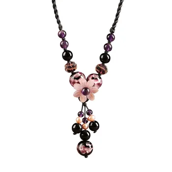 

Simple Love Flower Agate Pendant Necklace For Women Latest Statement Rose Charms Necklaces Couple Weddings Gift Fashion Jewelry