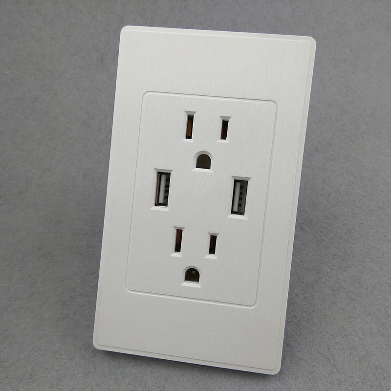 15A Ul American Dual Usb Wall Socket American Standard Power Outlet Us 2.4A Usb Socket Panel Us Plug