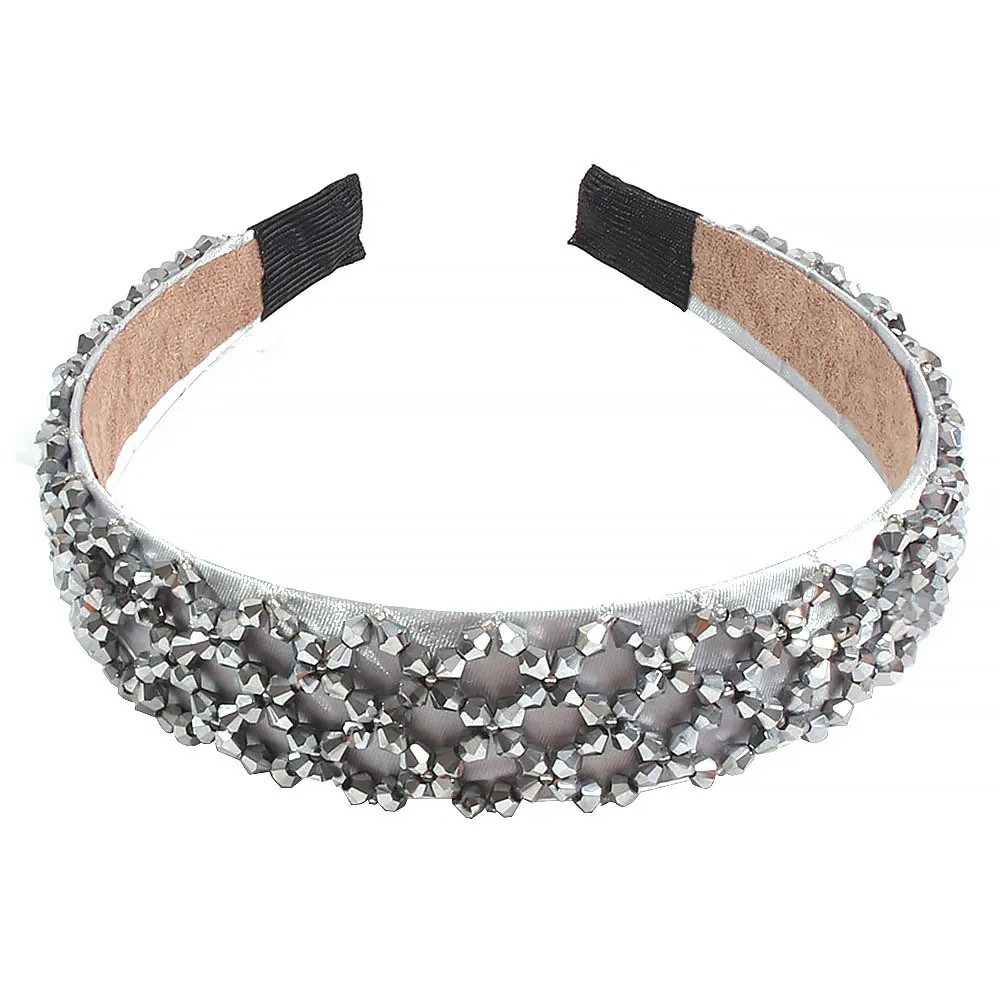 Winter New Za Headband Handmade Crystal Beads Women Head Hoops Women Headwear Accessories Free Dropshipping - Цвет: silver