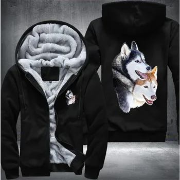 

Husky Couple Mens Winter Hoodies Male 2020 Harajuku High Quality Casual Sweatshirts Zip Warm Sportswear Thicken Warm Outwear