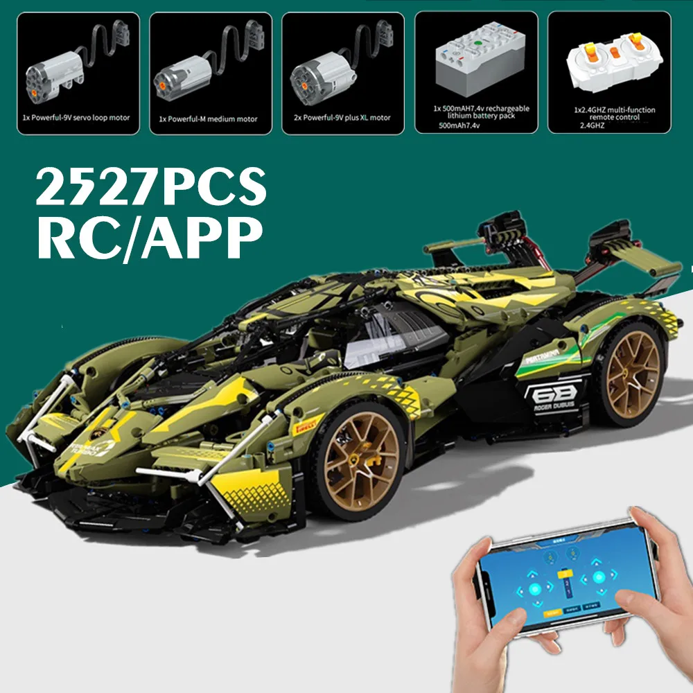 MOYU-supercoche V12 Concept de la serie Technic, bloques de construcción, modelo Telecontrol, juguetes para niños, regalos de cumpleaños, 2021