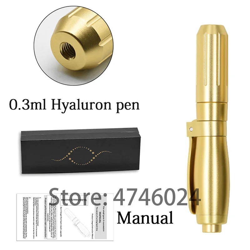 Губ мезо инъекции пистолет гиалурон ручка 0,3 мл/0,5 мл головка золото гиалуроник кислота ручка губы наполнитель инъекции неинвазивной небулайзер ручка - Номер модели: 0.3 gold pen