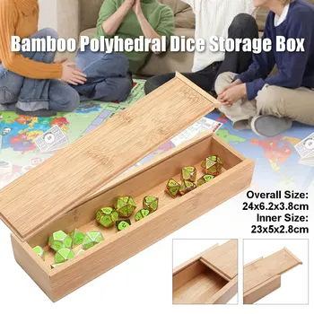 

24x6x4cm Bamboo Storage Box Wood Organizer Case For 3 Set 7PCS Polyhedral Dice Home Kitchen Sundries Storage Container Holder