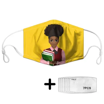 

Cute African Baby Girl Print Mascara Facial Kids Mask 7PCS PM2.5 Filters Children Face Masks Mouth Mascarillas Anti-Fog Maske