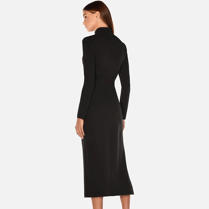 Gosexy Новое Сексуальное Женское весеннее модное платье Vestidos с высоким воротом, открытое Бандажное платье с длинным рукавом Вечерние Клубные платья до середины икры