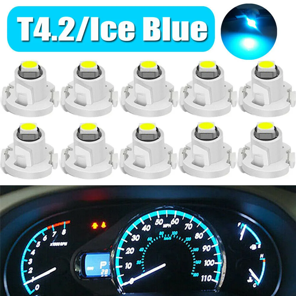 

Upgrade Your Car's Lighting with 10x Ice Blue T42 Wedge LED Bulbs Perfect for Dashboard Gauges and Climate Control