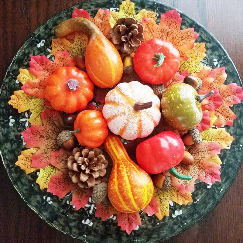 Mini Simulation Artificial Pumpkin Happy Halloween Decoration Prop Fall Harvest Wreath Autumn Wedding Decoration Thanksgiving food model food photography props kitchen food toys vegetable ornaments artificial pumpkin decoration