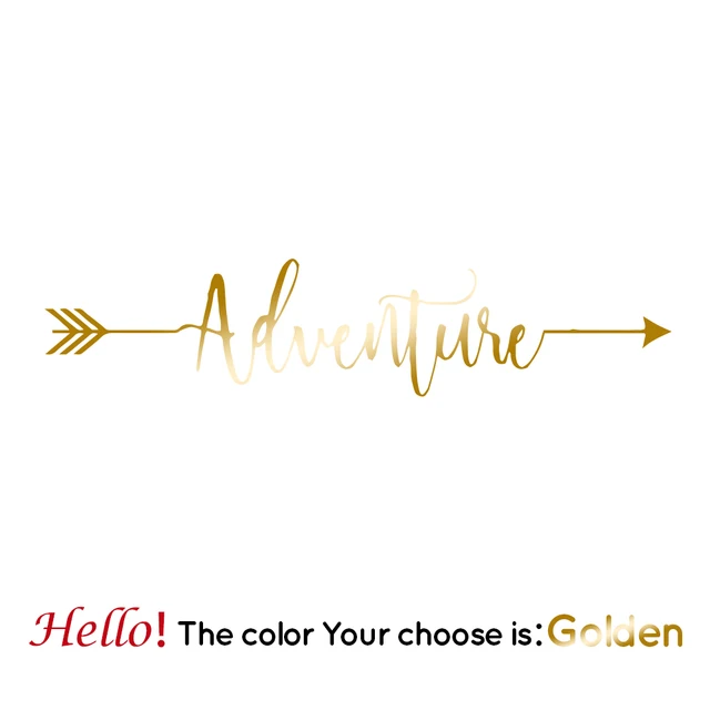 Fashion 126X28cm Adventure Frase Carbon Sticker Car Both Body Arrow Quote Stickers Decal Car Wrap Vinyl Film Car Accessories Gold