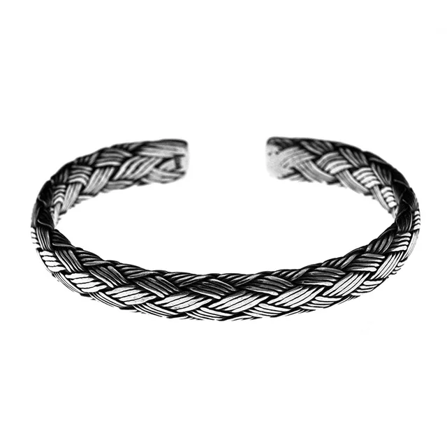 Handmade 925 sterling silver vintage braided bangles for men women making peace lines shifting good luck bracelets fine jewelry