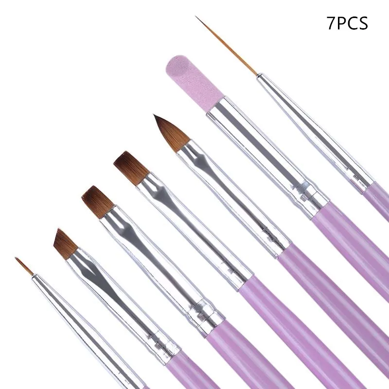 7 Pcs Pink Наборы кистей для ногтей для УФ-геля, кисть для дизайна ногтей с эффектом омбре, кисть для градиента, кисть для рисования гелем для ногтей, кисть-карандаш, инструменты для ногтей - Цвет: 7 Pcs Pink