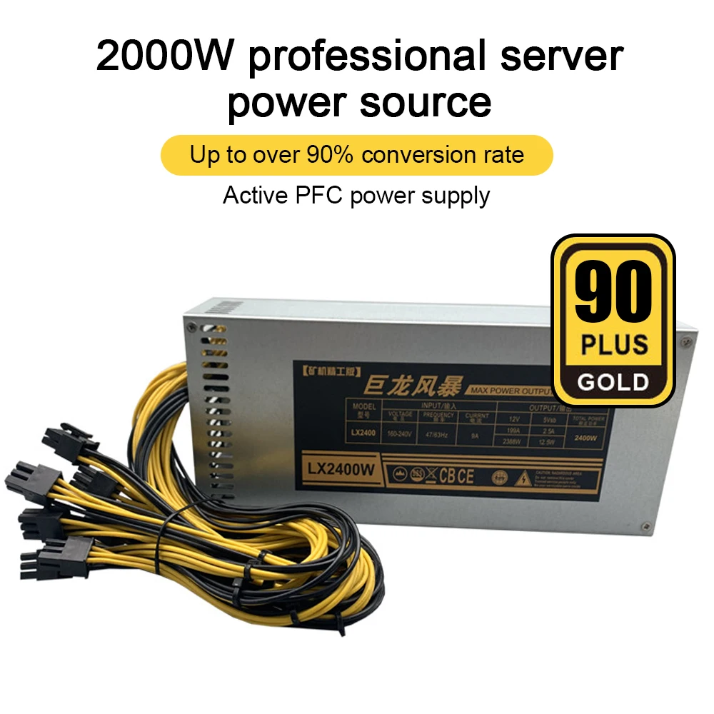 US $65.32 2000W ETH Mining Machine Power Supply 180240V Input 10 x 6pin 95 Efficiency Support MultiGPU For Bitcoin Mining Device