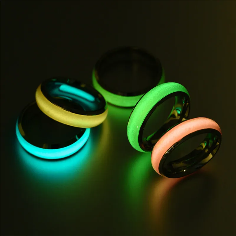 Stainless Steel Luminous Rings Noctilucent Tabs Men Ring Anillos Mujer Bague Femme | Украшения и аксессуары